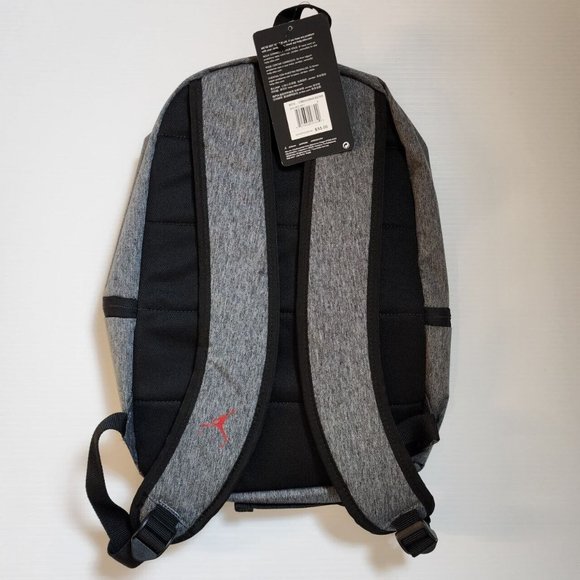 Nike Air Jordan Jumpman Kids Backpack School Sport L Grey Red Black 9B0462-R61 - Picture 6 of 9